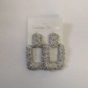 Elegant Silver Textured Earrings